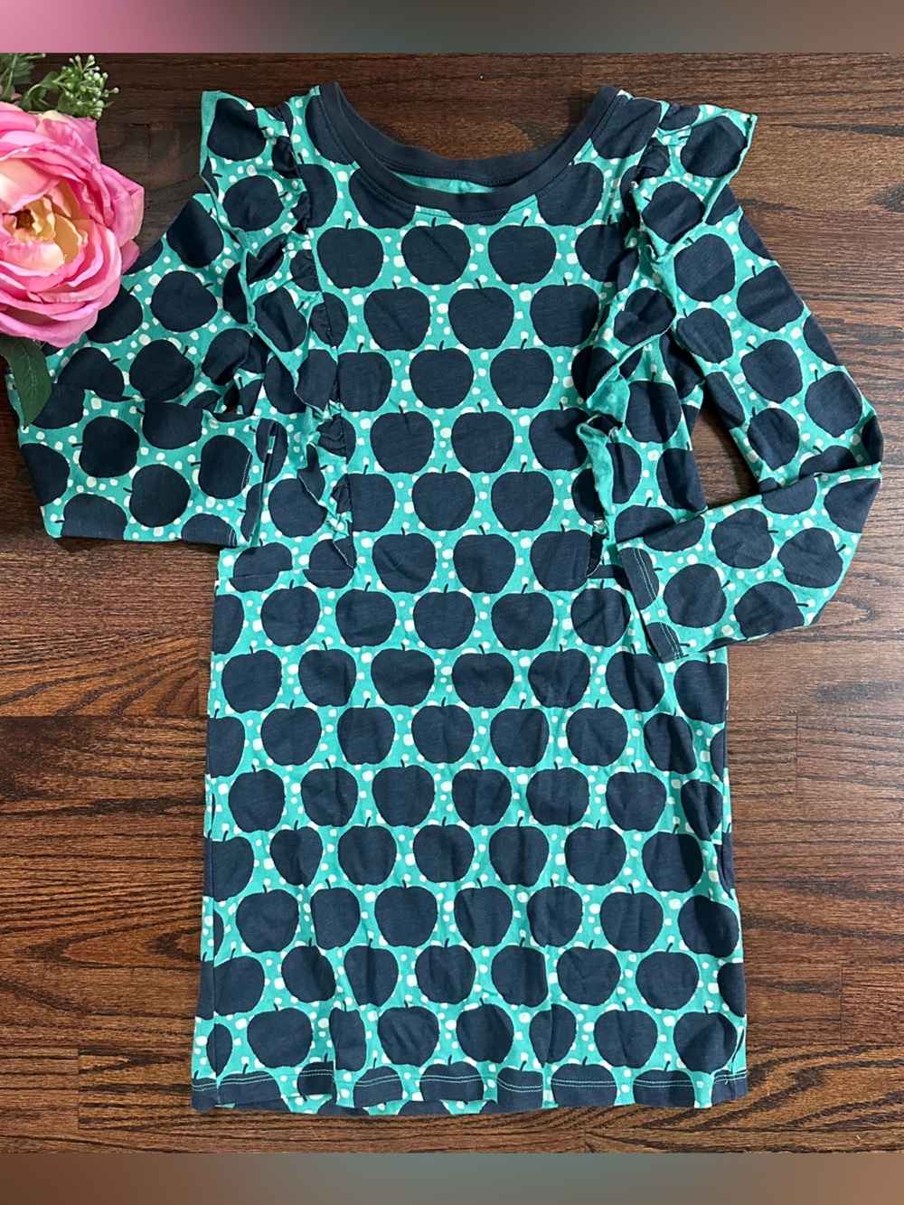 Tea Collection Apple and polka dot print dress, size 8